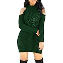 SxClub Women's Winter Sweater Dresses Sexy Cold Shoulder Pullover Dress