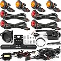 SXS UTV Turn Signal Kit with Column Switch &amp; Horn and License Plate Holder with Light, Pre-Wired, Plug and Play, Universal Blinker Street Legal Kit Fit for Polaris Can-Am Honda Kawasaki CFMoto
