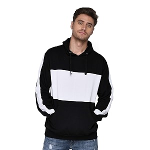 SXV Solid COLOURBLOCKED Striped Sweatshirt Hoodie for