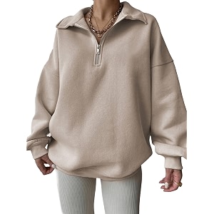 SXV STYLE Half-Zip Pullover Sweatshirt Oversized Fit