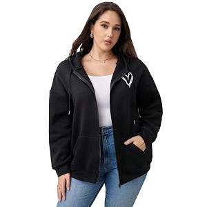 SXV STYLE Heart Printed Sweatshirt Hoodie