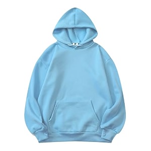 SXV STYLE Hooded Pullover Solid Plain Unisex