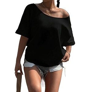 SXV STYLE Womens Off-Shoulder T-Shirt Short Sleeve