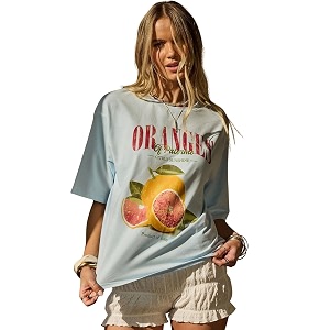 SXV STYLE Womens Oversized Graphic T-Shirt Oranges