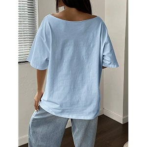 SXV STYLE Women Summer Loose Asymmetrical Neck