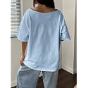SXV STYLE Women Summer Loose Asymmetrical Neck