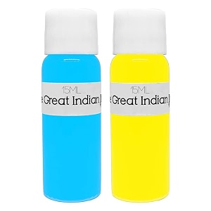 syahi - the great indian ink - fountain pen calligraphy drawing doodle v5 v7 trimax ink - sky blue tuscan yellow