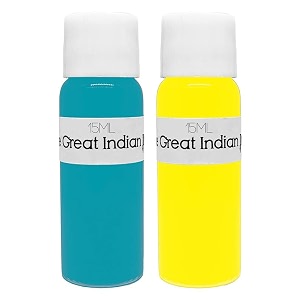 syahi - the great indian ink - fountain pen calligraphy drawing doodle v5 v7 trimax ink - turquoise blue tuscan yellow