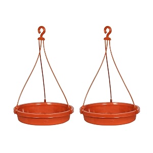 syambaba bird water feeder hanging bowl for balcony garden  plastic bird bath tray with hook for sparrow pigeon parrot outdoor birds bird water feeder pack of 2 pcs