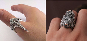 syfer lion ring and eagleturkish ertugrul gazi ring for boy and men combo pack of 2 stainless steel silver plated ring set
