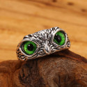 Syfer Owl Eye Ring for Men and Women (Adjustable) Stainless Steel Silver Plated Ring