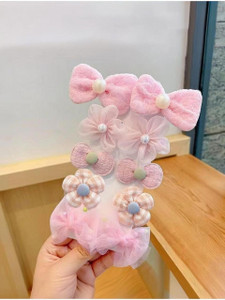 syga 10 pcs adorable bow  flower design baby hairpin for kids girls and toddlers hair clip pink