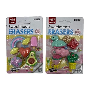 syga 10 pcs cartoon shaped diy creative aerospace military girl rubber erasers for child student gift sweet mood