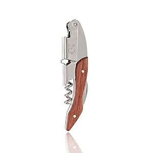 syga 3 in 1 corkscrew beer wine bottle opener spring-loaded double lever serrated foil cutter barware gear waiter39s corkscrew of sommeliers waiters bartenders gift- brown