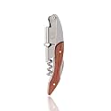 SYGA 3 in 1 Corkscrew Beer Wine Bottle Opener Spring-Loaded Double Lever, Serrated Foil Cutter Barware Gear Waiter's Corkscrew of Sommeliers, Waiters, Bartenders Gift- Brown