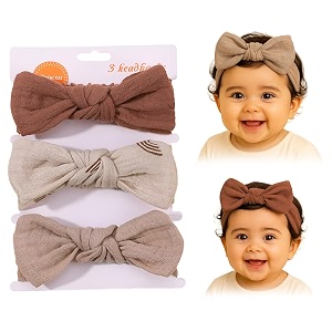 syga 3 pcs baby headband nylon bow soft stretchable hairband for newborn infant toddler kids for 0-3 year type-h free size