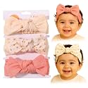 SYGA 3 Pcs Baby Headband Nylon Bow Soft Stretchable Hairband for Newborn Infant Toddler Kids For 0-3 Year (Type-C, Free Size)