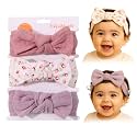SYGA 3 Pcs Baby Headband Nylon Bow Soft Stretchable Hairband for Newborn Infant Toddler Kids For 0-3 Year (Type-D, Free Size)