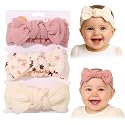 SYGA 3 Pcs Baby Headband Nylon Bow Soft Stretchable Hairband for Newborn Infant Toddler Kids For 0-3 Year (Type-B, Free Size)