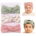 SYGA 3 Pcs Baby Headband Nylon Bow Soft Stretchable Hairband for Newborn Infant Toddler Kids For 0-3 Year (Type-A, Free Size)
