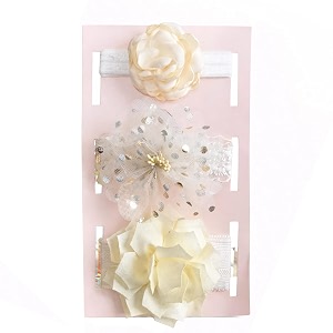syga 3 pcs baby girl headband soft flower bow strechable hairband suitable for newborns infants toddlers and kids 0-3 yearscolor - 1009multicolor