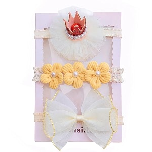 syga 3 pcs baby girl headband soft flower bow strechable hairband suitable for newborns infants toddlers and kids 0-3 yearscolor - 1043multicolor