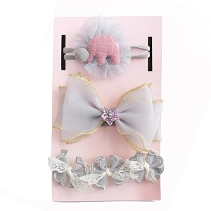 syga 3 pcs children girl baby elastic hairband princess wind bow flower headband suit baby headdress photo hair accessories for 0-3 years white