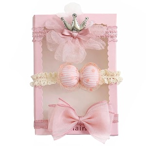 syga 3 pcs children girl baby elastic hairband princess wind bow flower headband suit baby headdress photo hair accessories for 0-3 years cream