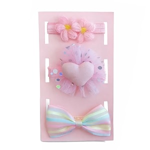 syga 3 pack baby girl headbands  soft stretchable pastel hairbands with flower heart amp rainbow bow designs comfortable elastic headband newborns infants amp toddlers for 0-3 years multicolor style 1060
