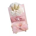 SYGA 3 Pcs Baby Girl Headband Soft Flower Bow Strechable Hairband Suitable For Newborns, Infants, Toddlers And Kids 0-3 Years(Color - 1001), Pink