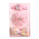 SYGA 3 Pack Baby Girl Headbands – Soft Stretchable Glitter Hairbands with Star, Crown &amp; Sequin Bow Designs, Comfortable Elastic Headband for Newborns, Infants &amp; Toddlers for 0-3 Years (Pink, Style 1040)