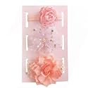 SYGA 3 Pcs Baby Girl Headband Soft Flower Bow Strechable Hairband Suitable For Newborns, Infants, Toddlers And Kids 0-3 Years, Color - 1001,Pink