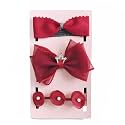 SYGA 3 Pack Baby Girl Headbands – Soft Stretchable Satin Bow &amp; Pearl Flower Hairbands, Elegant Elastic Headband for Newborns, Infants &amp; Toddlers for 0-3 Years (Red, Style 1050)