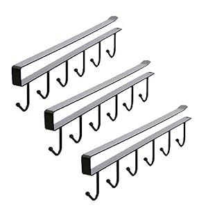 syga 3 pieces wall hanger 6 pin nail free rack_black
