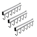 SYGA 3 Pieces Wall Hanger 6 Pin Nail Free Rack_Black