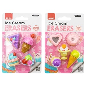 syga 4 pcsset cartoon shaped diy creative aerospace military girl rubber erasers for child student gift dessert 2