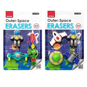 syga 8 pcs cartoon shaped diy creative aerospace military girl rubber erasers for child student gift space