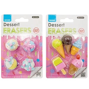 syga 9 pcs cartoon shaped diy creative aerospace military girl rubber erasers for child student gift dessert