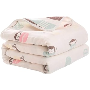 syga baby39s 6 layer muslin cotton stroller cover swaddle wrap receiving blanket 110 monkey