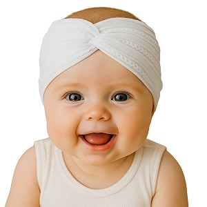 syga baby headband nylon soft stretchable bow hairbands for newborn infant toddler kids 0-3 year white
