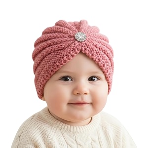syga baby winter knitted hat children rabit ears warm wool baby cap bowknot turban cap for 0-3 year