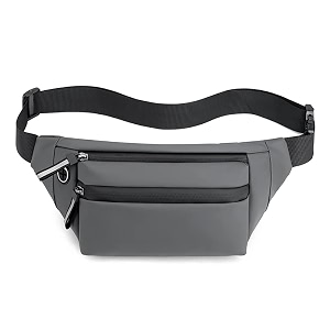 syga chest bag waist fanny pack running belt for men women unisex bum bag with headphone jack and 2-zipper pockets adjustable belt for outdoors yoga workout hiking gifts for men women- grey