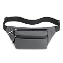 SYGA Chest Bag Waist Fanny Pack Running Belt for Men Women Unisex Bum Bag with Headphone Jack and 2-Zipper Pockets Adjustable Belt for Outdoors Yoga Workout Hiking Gifts for Men Women- Grey