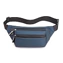 SYGA Chest Bag Waist Fanny Pack Running Belt for Men Women Unisex Bum Bag with Headphone Jack and 2-Zipper Pockets Adjustable Belt for Outdoors Yoga Workout Hiking Gifts for Men Women- Dark Blue