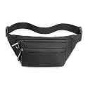 SYGA Chest Bag Waist Fanny Pack Running Belt for Men Women Unisex Bum Bag with Headphone Jack and 2-Zipper Pockets Adjustable Belt for Outdoors Yoga Workout Hiking Gifts for Men Women- Black