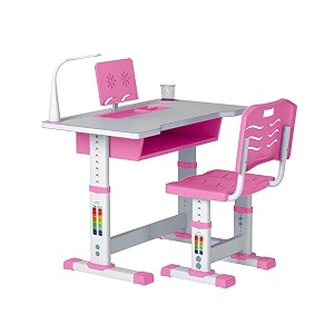 syga kids height adjustable desk and chair set study table writing desk with eye protection lamp bookshelf polished 70cm upgraded pink