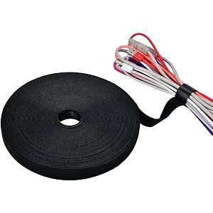 syga nylon double sided wellkro tape hook and lock tape sew-on power wire management fastening tape cable tie for interlocking apparel home textile industrial use and more- 25 m x 15 mm black
