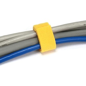 syga nylon double sided wellkro tape hook and lock tape sew-on power wire management fastening tape cable tie for interlocking apparel home textile industrial use and more- 5 m x 15 mm yellow