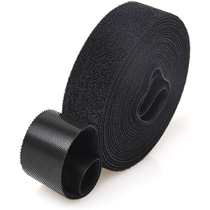 syga nylon double sided wellkro tape hook and lock tape sew-on power wire management fastening tape cable tie for interlocking apparel home textile industrial use and more- 5 m x 15 mm black