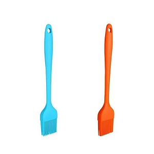 syga pack of 10 silicone brush set pastry oil basting heat resistant non-sticky grilling for baking barbecue brushblueamporange